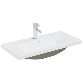 Lavabo Empotrado Con Grifo Cerámica Blanco 81x39x18 Cm