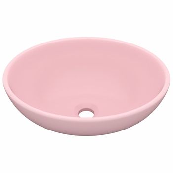 Lavabo De Lujo Ovalado Cerámica Rosa Mate 40x33 Cm