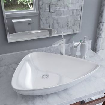 Lavabo De Cerámica Triangular Blanco 645x455x115 Mm