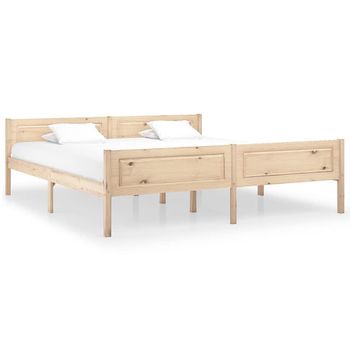 Estructura De Cama De Madera Maciza De Pino 180x200 Cm Marrón