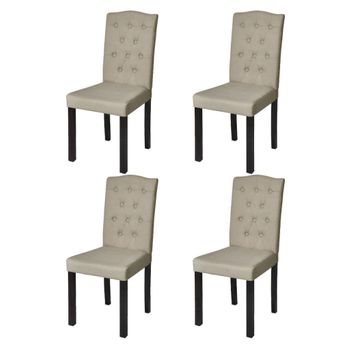 Sillas De Comedor 4 Unidades Tela Camel Beige