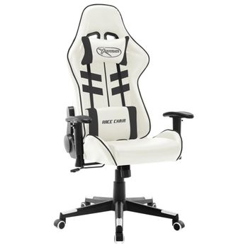 Silla De Gaming De Cuero Sintético Blanco Y Negro Multicolor