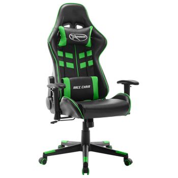 Silla De Gaming De Cuero Sintético Negro Y Verde Multicolor