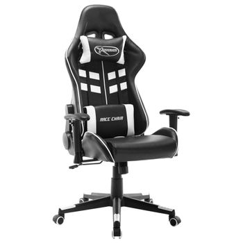 Silla De Gaming De Cuero Sintético Negro Y Blanco Multicolor