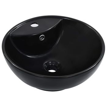 Lavabo Con Rebosadero 46,5x18 Cm Cerámica Negro