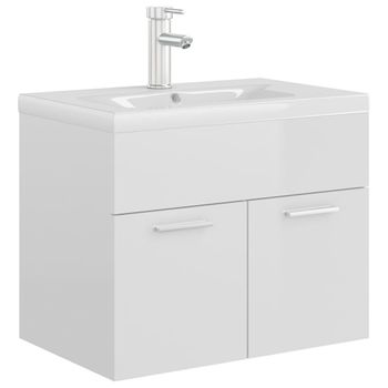 Mueble Con Lavabo Madera De Ingeniería Blanco Brillo