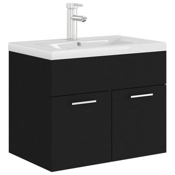 Mueble Con Lavabo Negro Brillante Aglomerado