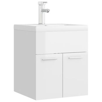 Mueble Con Lavabo Aglomerado Blanco Brillante