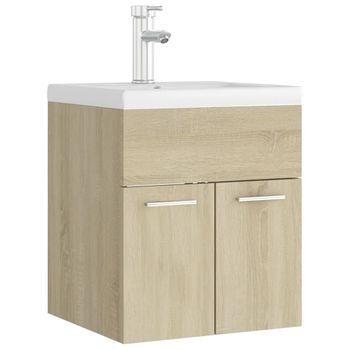 Mueble Con Lavabo Madera De Ingeniería Roble Sonoma Marrón