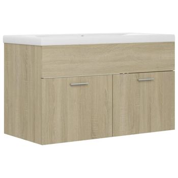 Mueble Con Lavabo Madera De Ingeniería Roble Sonoma Marrón