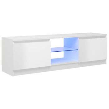 Mueble De Tv Con Luces Led Blanco Brillante 120x30x35,5 Cm