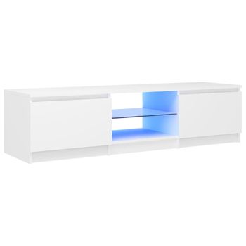 Mueble Para Tv Con Luces Led Blanco 140x40x35,5 Cm