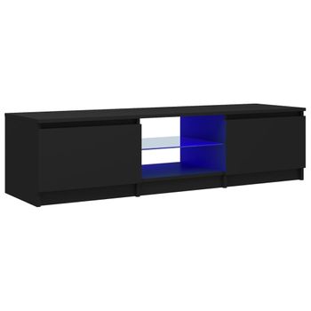 Mueble Para Tv Con Luces Led Negro 140x40x35,5 Cm