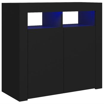 Aparador Con Luces Led Negro 80x35x75 Cm