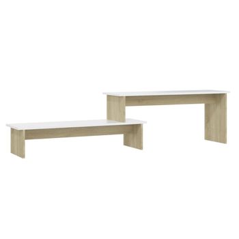 Mueble Para Tv Madera Contrachapada Roble Y Blanco 180x30x43 Cm