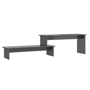 Mueble Para Tv Madera Contrachapada Gris Brillante 180x30x43 Cm