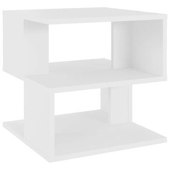 Mesa Auxiliar De Madera Contrachapada Blanco 40x40x40 Cm