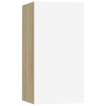 Mueble Para Tv Madera Contrachapada Blanco Y Roble 30,5x30x60cm