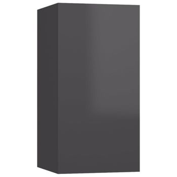 Mueble De Tv Madera Contrachapada Gris Brillante 30,5x30x60cm