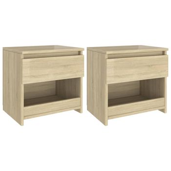 Mesitas De Noche 2 Uds Madera Contrachapada Roble 40x30x39 Cm Marrón