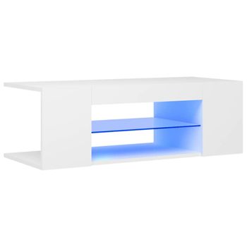 Mueble De Tv Con Luces Led Blanco 90x39x30 Cm