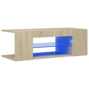 Mueble De Tv Con Luces Led Roble Sonoma 90x39x30 Cm Marrón