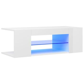 Mueble De Tv Con Luces Led Blanco Brillante 90x39x30 Cm
