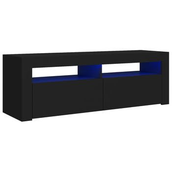 Mueble De Tv Con Luces Led Negro 120x35x40 Cm