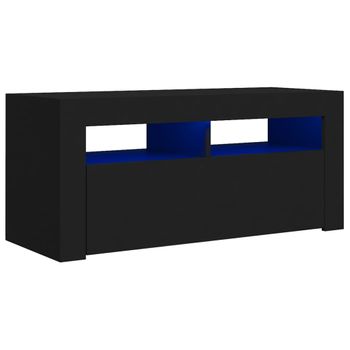 Mueble De Tv Con Luces Led Negro 90x35x40 Cm