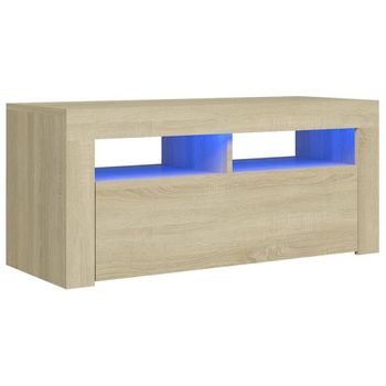 Mueble De Tv Con Luces Led Roble Sonoma 90x35x40 Cm Marrón