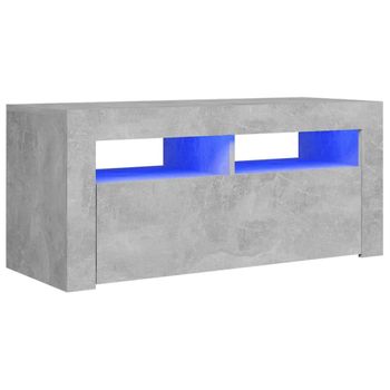 Mueble De Tv Con Luces Led Gris Hormigón 90x35x40 Cm