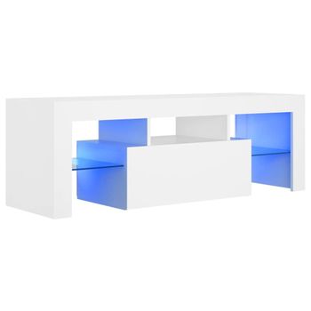 Mueble Para Tv Con Luces Led Blanco 120x35x40 Cm