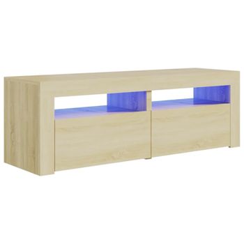 Mueble De Tv Con Luces Led Roble Sonoma 120x35x40 Cm Marrón