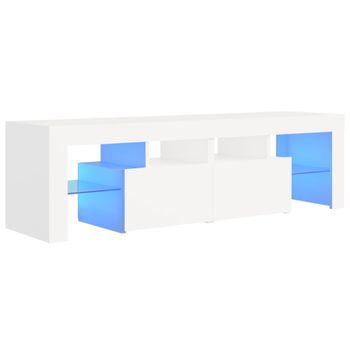 Mueble De Tv Con Luces Led Blanco 140x36,6x40 Cm