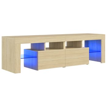 Mueble De Tv Con Luces Led Color Roble Sonoma 140x36,5x40 Cm Marrón