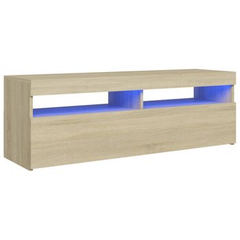 Mueble De Tv Con Luces Led Roble Sonoma 120x35x40 Cm Marrón