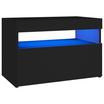 Mueble De Tv Con Luces Led Negro 60x35x40 Cm