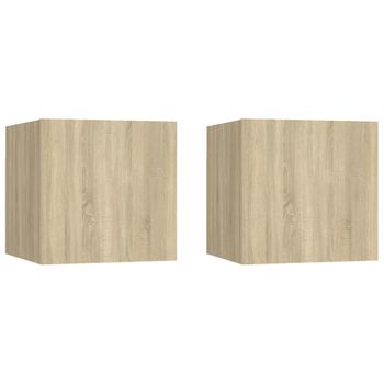 Muebles De Salón De Pared 2 Uds Roble Sonoma 30,5x30x30 Cm Marrón