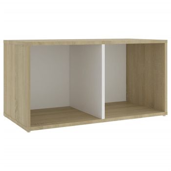 Mueble Para Tv Madera Contrachapada Blanco Y Roble 72x35x36,5cm