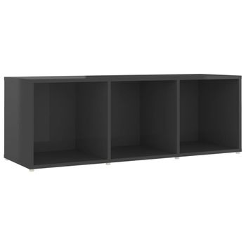 Mueble De Tv Madera Contrachapada Gris Brillante 107x35x37 Cm