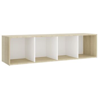 Mueble Tv Madera Contrachapada Blanco Y Roble 142,5x35x36,5 Cm