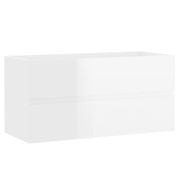 Mueble De Lavabo Madera Ingeniería Blanco Brillo 90x38,5x45 Cm