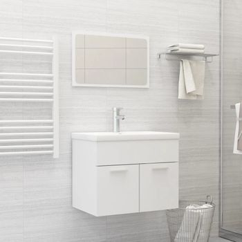 Conjunto De Muebles De Baño 2 Piezas Contrachapada Blanco