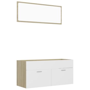 Set De Muebles De Baño 2 Pzas Madera Contrachapada Blanco Roble