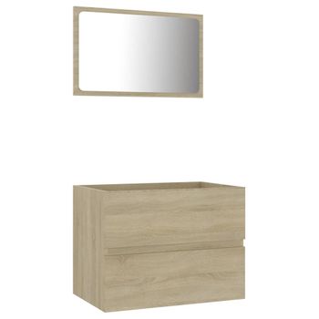 Set De Muebles De Baño 2 Pzas Madera Contrachapada Roble Sonoma Marrón