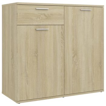 Aparador De Madera Contrachapada Color Roble Sonoma 80x36x75 Cm Marrón