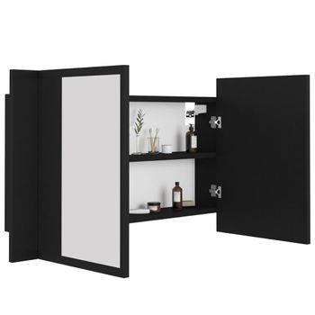 Armario Espejo De Baño Con Luz Led Acrílico Negro 80x12x45 Cm