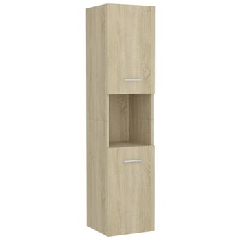 Armario De Baño Madera Contrachapada Roble Sonoma 30x30x130 Cm Marrón