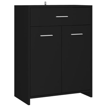 Armario De Baño Madera Contrachapada Negro 60x33x80 Cm