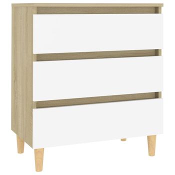 Aparador Madera Contrachapada Blanco Y Roble Sonoma 60x35x69 Cm